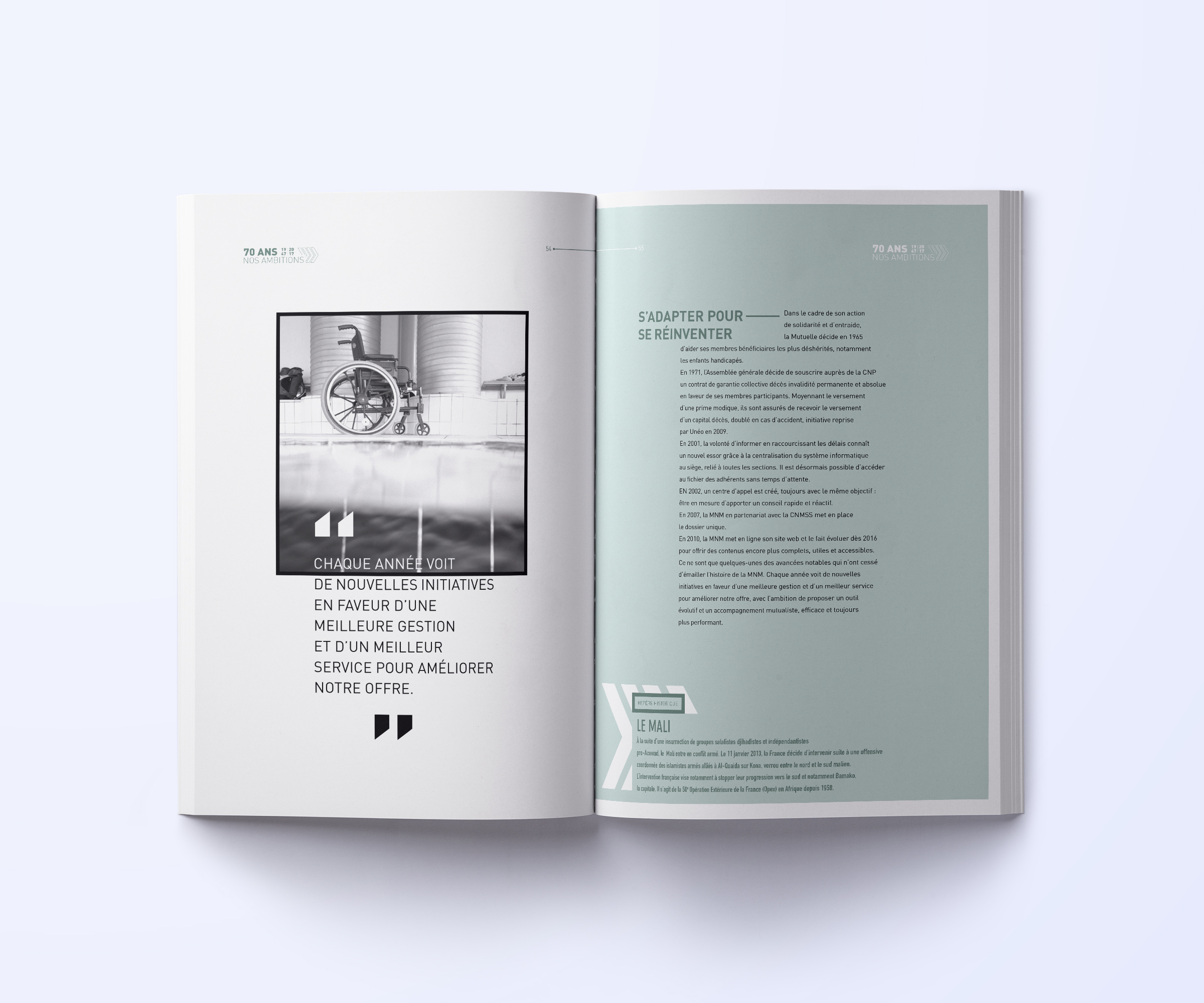 Mutuelle Nationale Militaire réalisation des pages intérieures